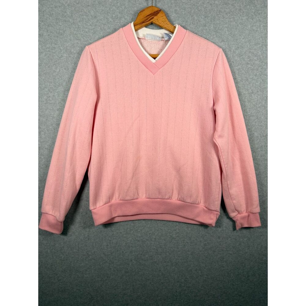 Vintage Blair Women’s Small Pink V-Neck Long Sleeve Sweatshirt 3822